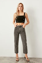 Load image into Gallery viewer, Blue Black High Waist Boyfriend Jeans