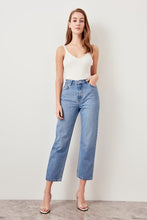 Load image into Gallery viewer, Blue Black High Waist Boyfriend Jeans